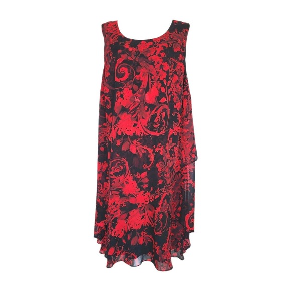 connected apparel Dresses & Skirts - Connected Apparel Sheath Dress Womens 20W‎ Tiered Red Black Floral Career Casual